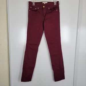Tory Burch Super Skinny Burgundy Jeans Women's‎ size 28 Fall Trendy Luxury